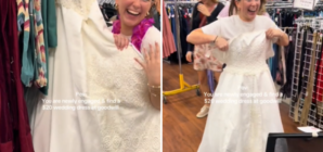 Newly Engaged Woman Walks Into Goodwill, Finds Wedding Dress for Just $20