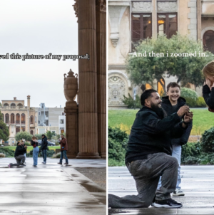 Woman Looks Back at Proposal Photos, Notices Something When She Zooms In