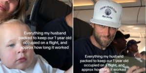 Everything Dad Bought To Occupy Baby on Flight—and How Long It Worked For