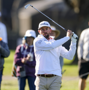 Cam Young Duck Hooks Arnold Palmer Tee Shot OB With AirPods In, Cards 82