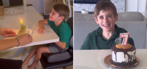 Tears as Boy With Cerebral Palsy Is Able To Blow Out Own Birthday Candle