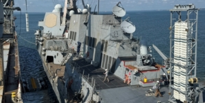 US Navy Warship Rearms at Sea With One Eye on China War