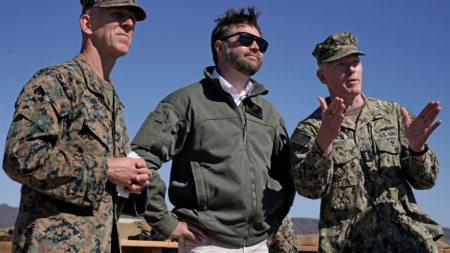 JD Vance’s motorcade hit by shrapnel from California military exercise