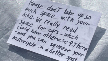 Student Finds Note on Motorcycle—Can’t Cope With Neighbor’s Demand