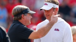 Lane Kiffin Caught Joking With Ref at Kirby Smart’s Expense