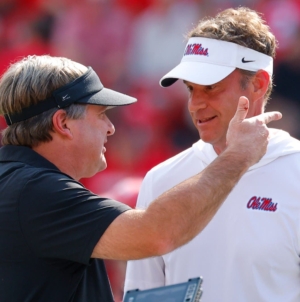Lane Kiffin Caught Joking With Ref at Kirby Smart’s Expense
