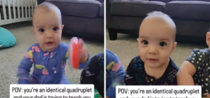 Dad’s Method for Teaching Identical Quadruplet Girls Their Names Goes Viral