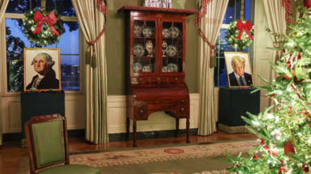 The Surprise Second Lego Portrait in Melania Trump’s Christmas Decor