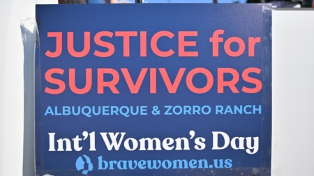 In Photos: Women’s March Demands Epstein Accountability at Zorro Ranch