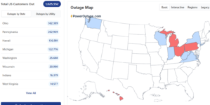 US power outage map shows 1 million hit across 10 states