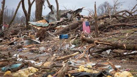 In Photos: Eight Killed as Tornadoes Leave Oklahoma and Michigan in Ruin